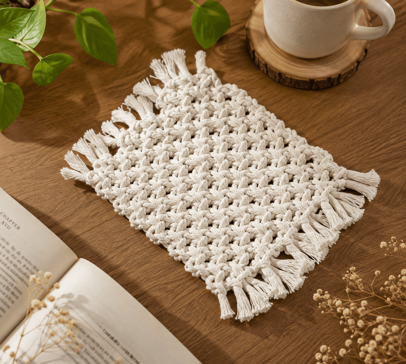 Macramé Mug Mat / Coaster — media 1 of 3