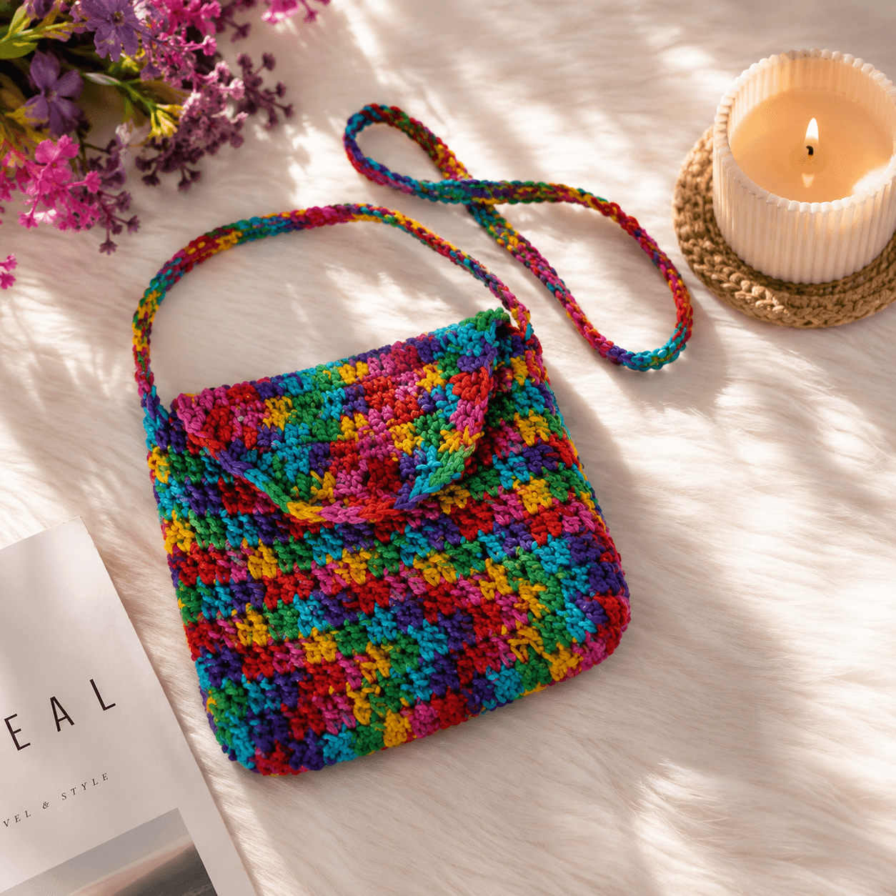 Colorful Crochet Sling Bag — media 1 of 3