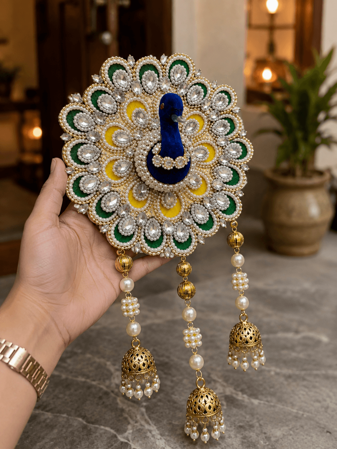 Royal Peacock Pearl Wall Hanging — media 1 of 2