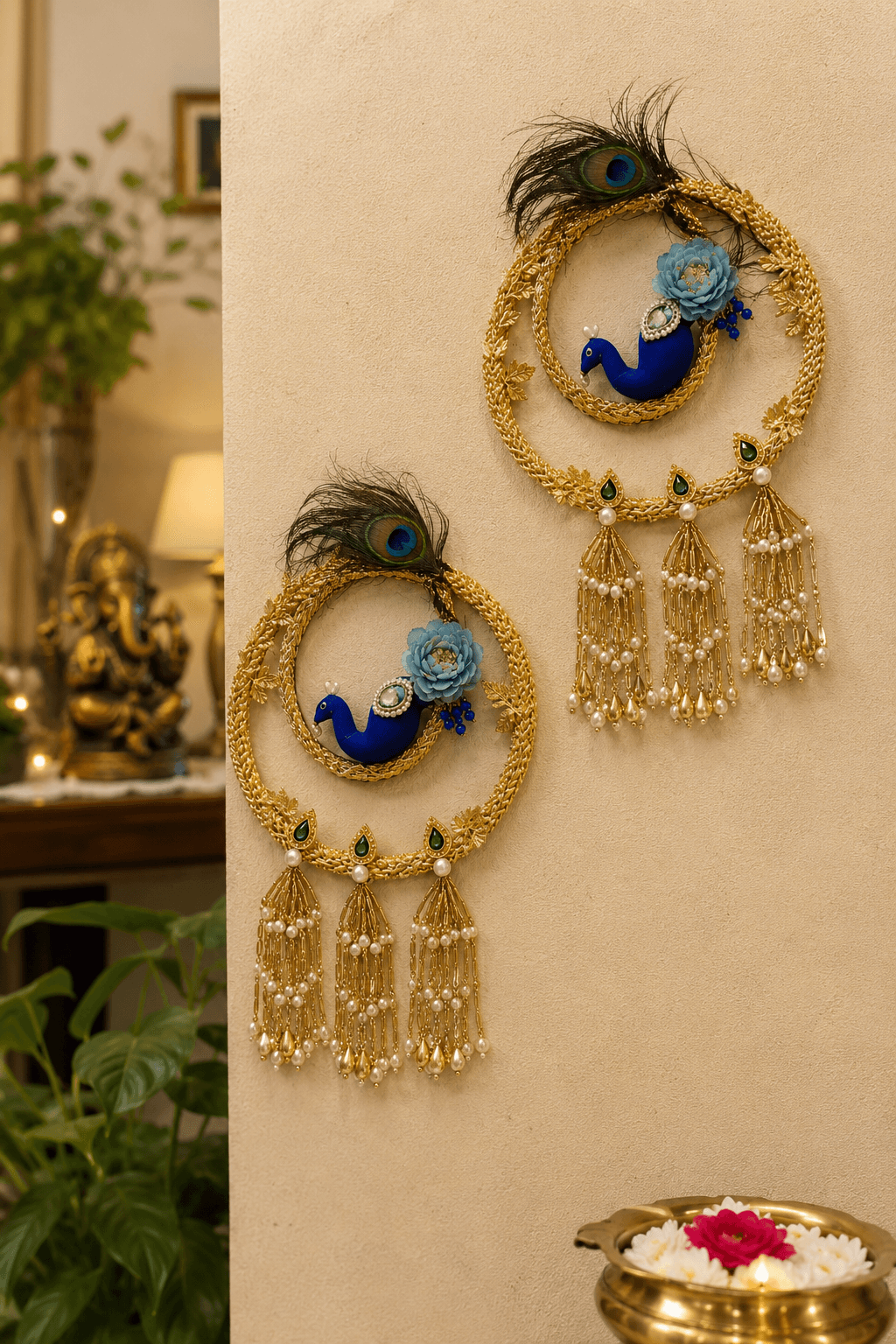 Royal Peacock Hoop Wall Hanging Set — media 1 of 2