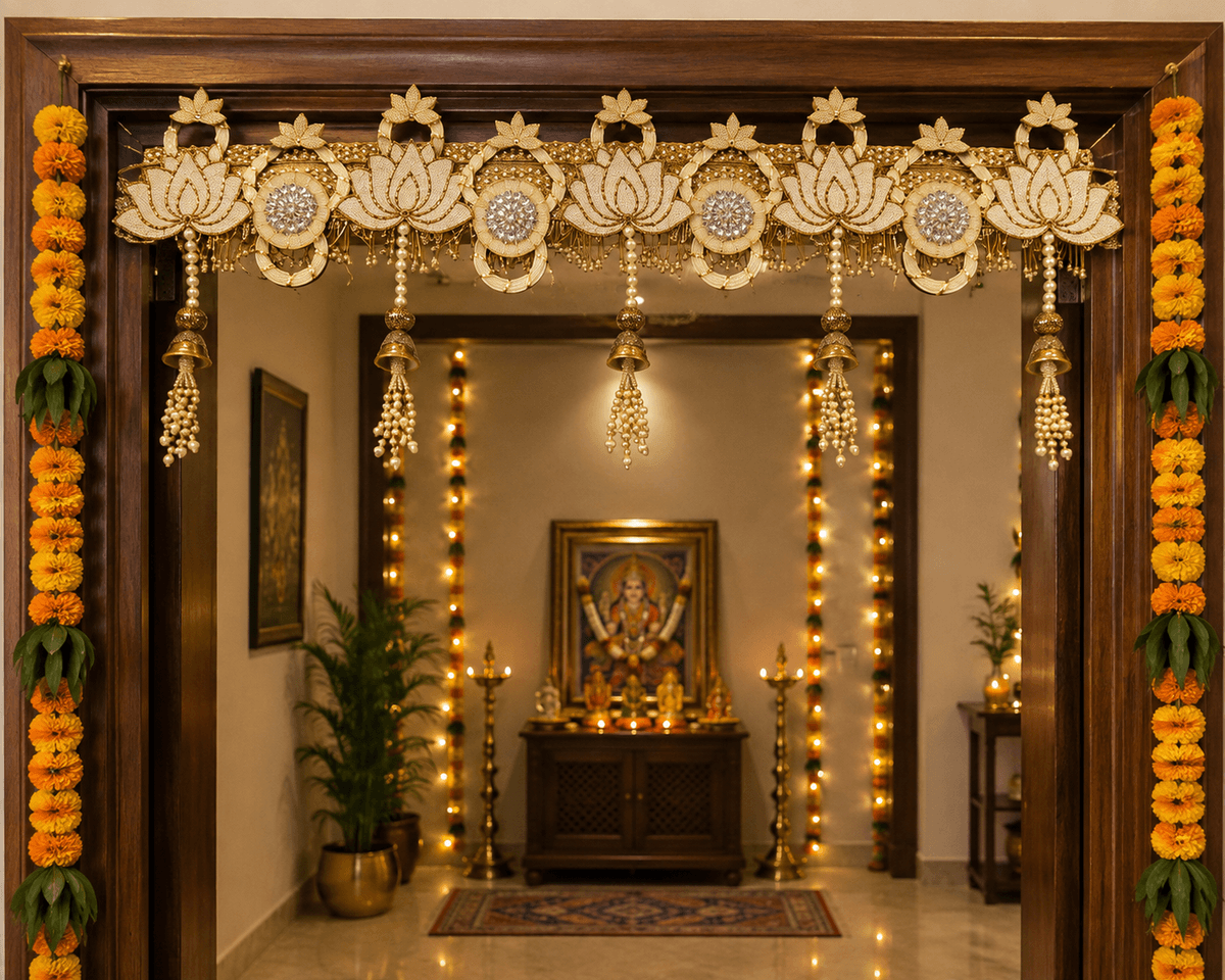 Elegant Lotus Pearl Toran — media 1 of 2